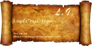 Legányi Irma névjegykártya